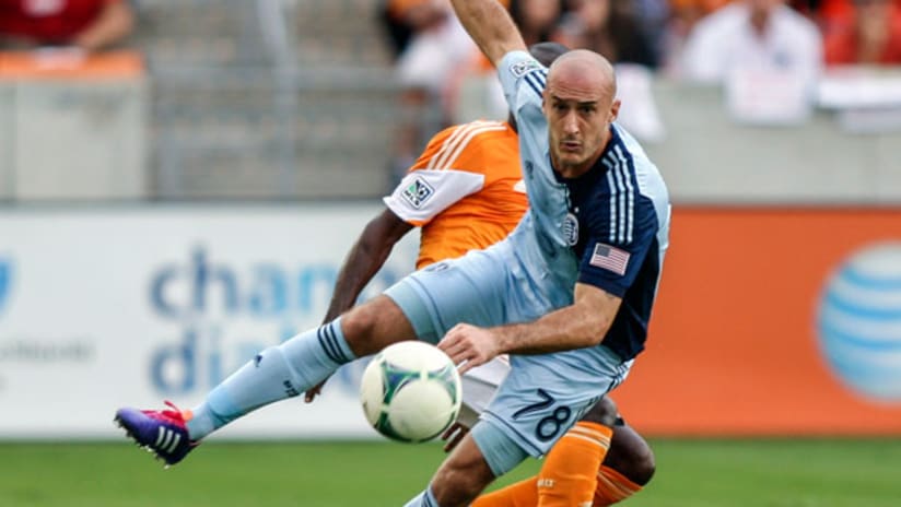 Sporting KC's Aurelien Collin during the first leg of the Eastern Conference Championship at Houston