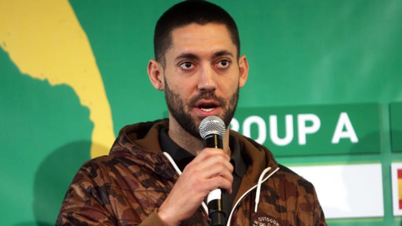 Clint Dempsey at FIFA World Cup draw party at Sporting Park
