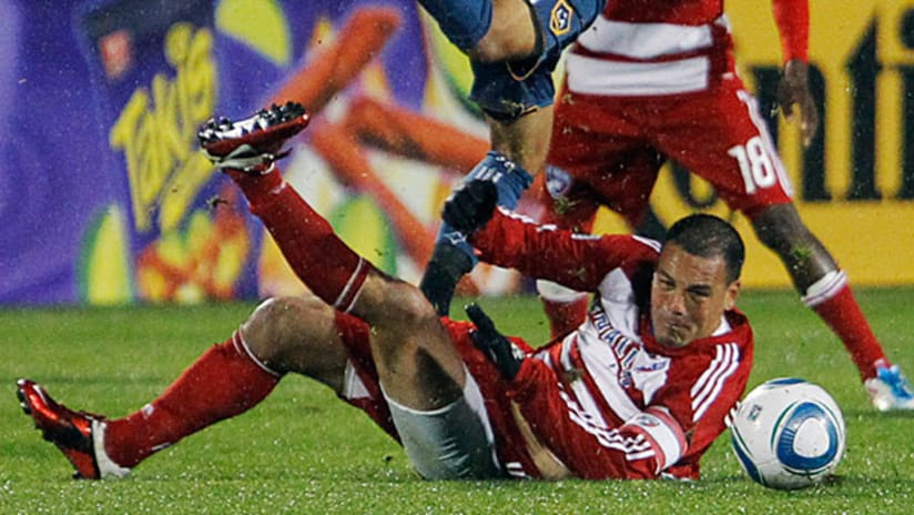 Daniel Hernandez makes a tackle in FC Dallas' win over the LA Galaxy, May 1, 2011.