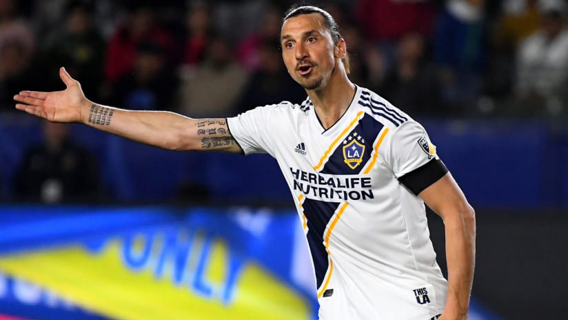Zlatan Ibrahimovic - LA Galaxy - reacts angrily after win vs. Philadelphia