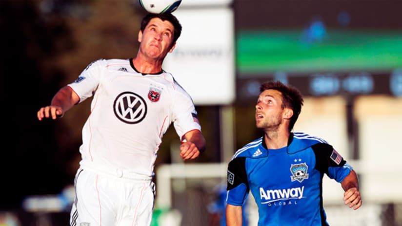 Despite injuring his ribs, Convey (right) stayed in the game and almost helped San Jose clinch a win against D.C. United.