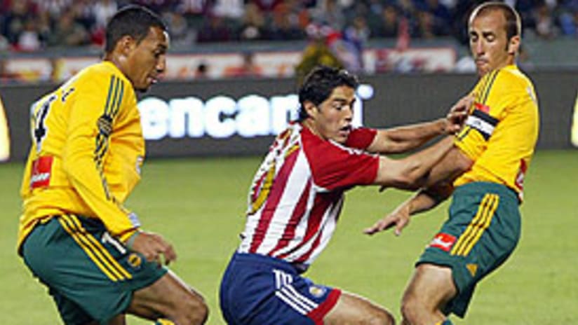Chivas USA midfielder Juan Pablo Garcia had a claim for a penalty denied.