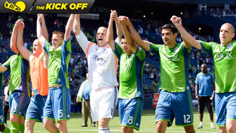 Seattle Sounders, Kick Off, arms raised