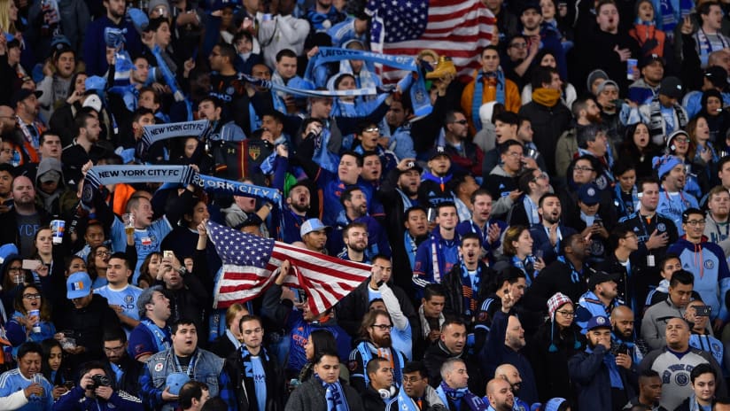 NYCFC New York City FC supporters in the stands in 2016
