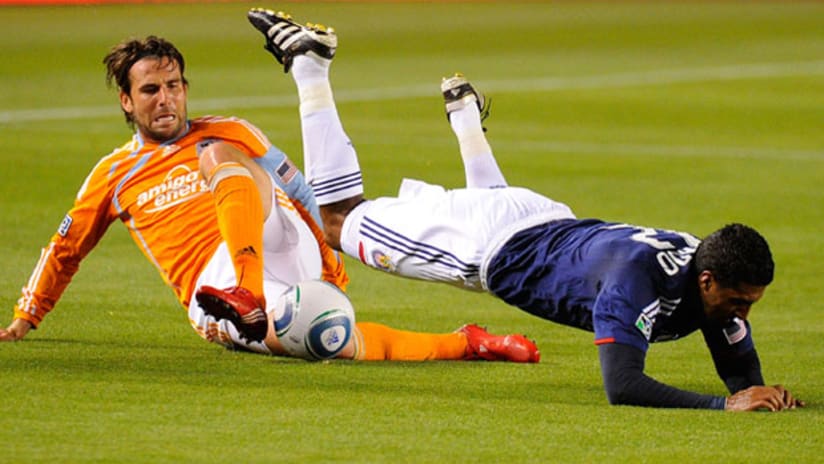 Houston defender Mike Chabala (left) will miss the team's match on Wednesday night.