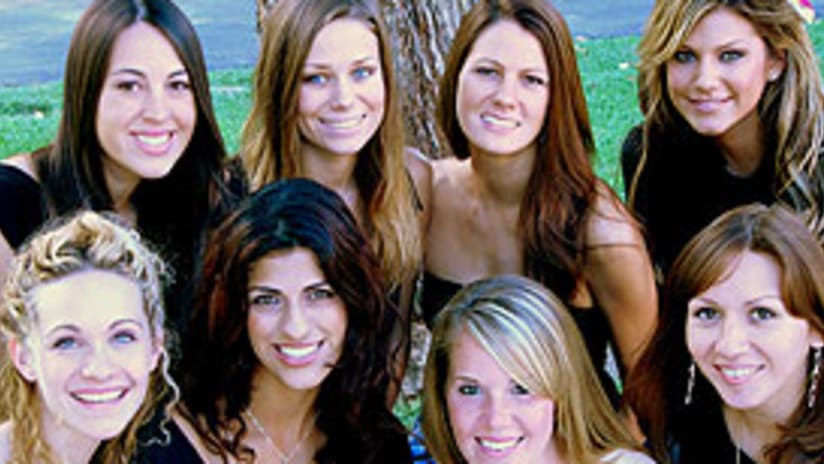 Miss LA Galaxy 2005 finalists: Bottom (from left to right): Amanda Linholm, Kaela Dianat, Nikki Ware, Cynthia P. Millsaps, Top: Melissa Boroff, Regina Mangieri, Melissa Wetjen, Leslie Gomez. Not pictured: Erika Von Plato.