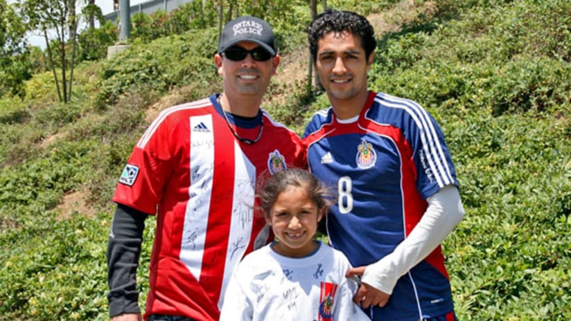 Chivas USA's Trujillo invited Gonzales (left) and Gutierrez (middle) to the Goats practice on Tuesday.
