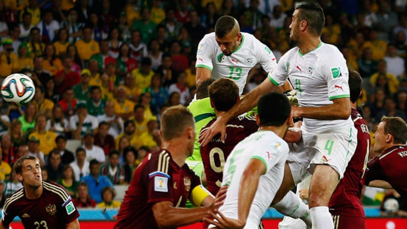 Islam Slimani scores the first goal for Algeria vs Russia