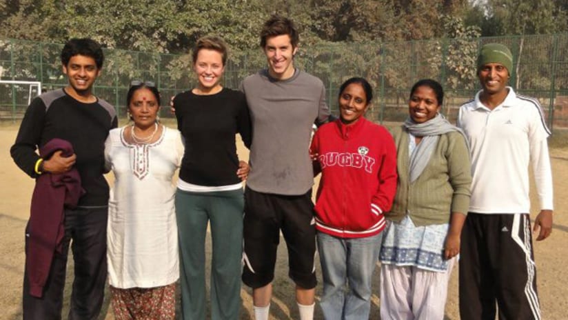 Jeb Brovsky and wife doing charity work in India