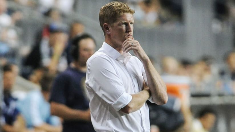 Jim Curtin stands sideline for Union