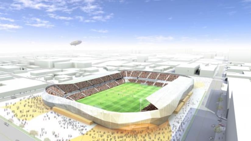 A preliminary view of the proposed Dynamo stadium in the East End.