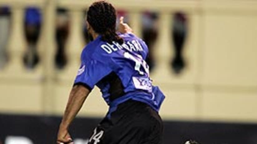 Dwayne De Rosario celebrates after blasting home a goal against D.C. United on Aug. 7, 2004.