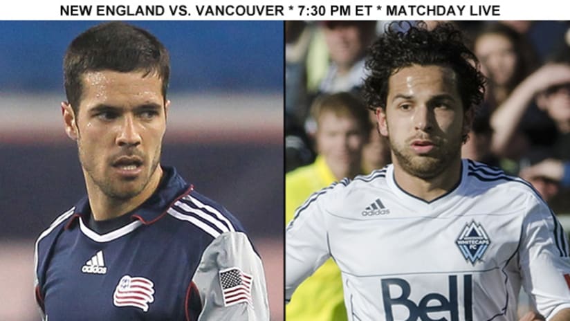 New England's Benny Feilhaber (left) will square off against Vancouver's Davide Chiumiento this Saturday at Gillette Stadium.