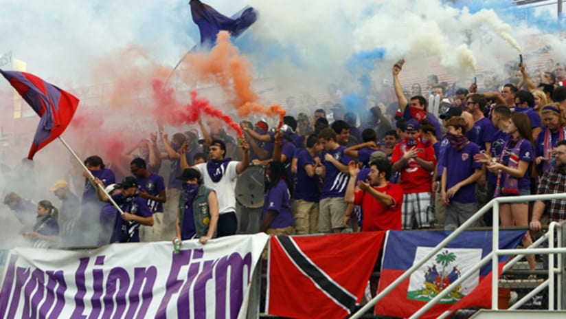 Orlando City fans in the Citrus Bowl during an Open Cup match against Colorado
