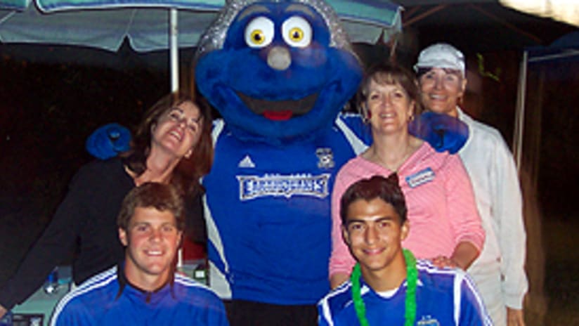 San Jose Earthquakes players and mascot "Q" made several stops in the Bay Area.