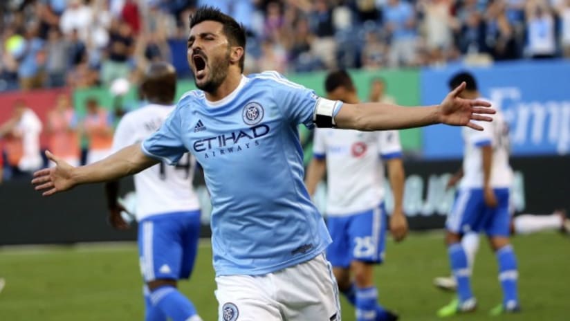 New York City FC's David Villa celebrates goal vs. Montreal Impact