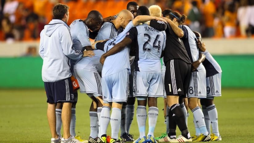 Sporting KC celebrate their win over the Houston Dynamo - whole team