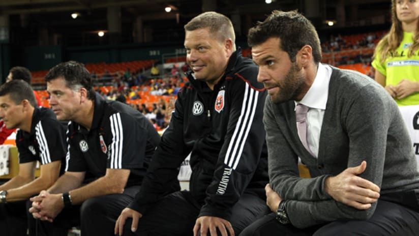 Ben Olsen (right) and the D.C. United coaching staff in October.