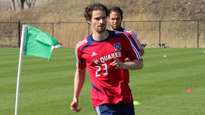 Arne Friedrich trains with the Chicago Fire