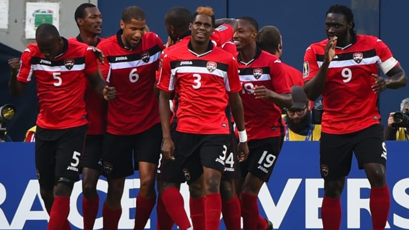 Trinidad and Tobago celebrate a goal in the 2015 Gold Cup