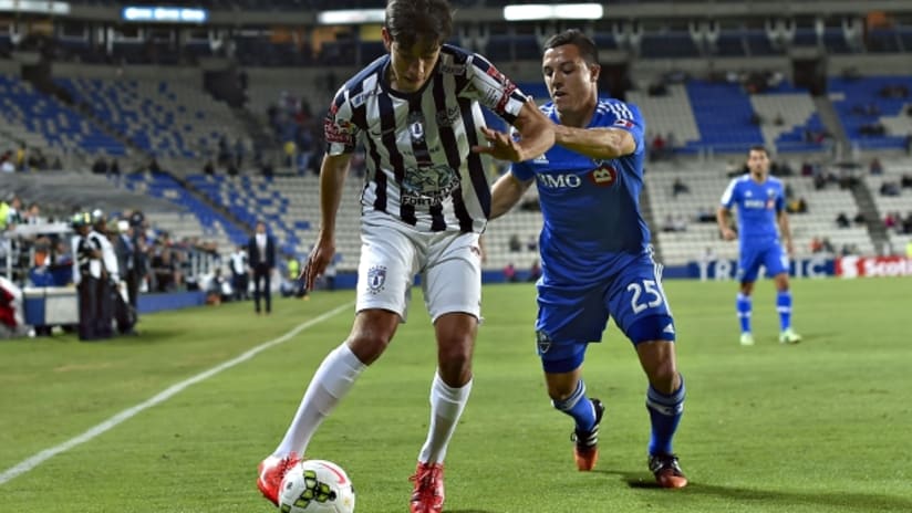 Montreal Impact's Donny Toia defends against Pachuca in Champions League