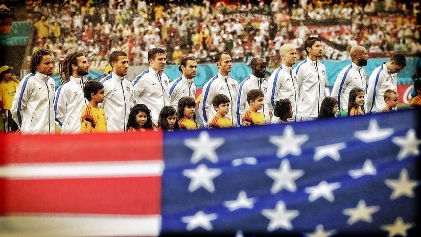 US players stand for the national anthem in Recife