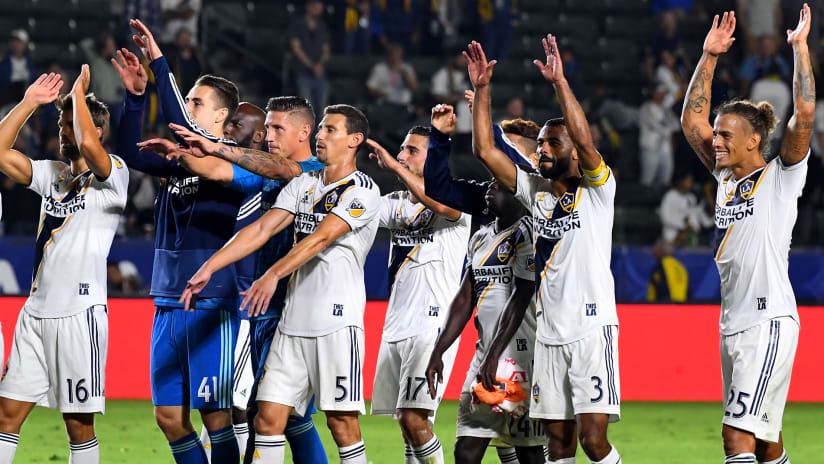 LA Galaxy - arms up in celebration