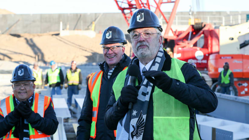 Dr. Bill McGuire - Minnesota United owner - at Allianz Field steel beams ceremony
