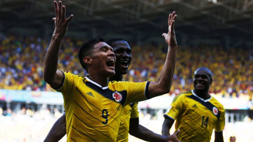 World Cup: Colombia's Teo Gutierrez celebrates his goal vs. Greece.