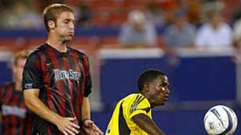 Edson Buddle will look for a way past the MetroStars defense on Saturday.