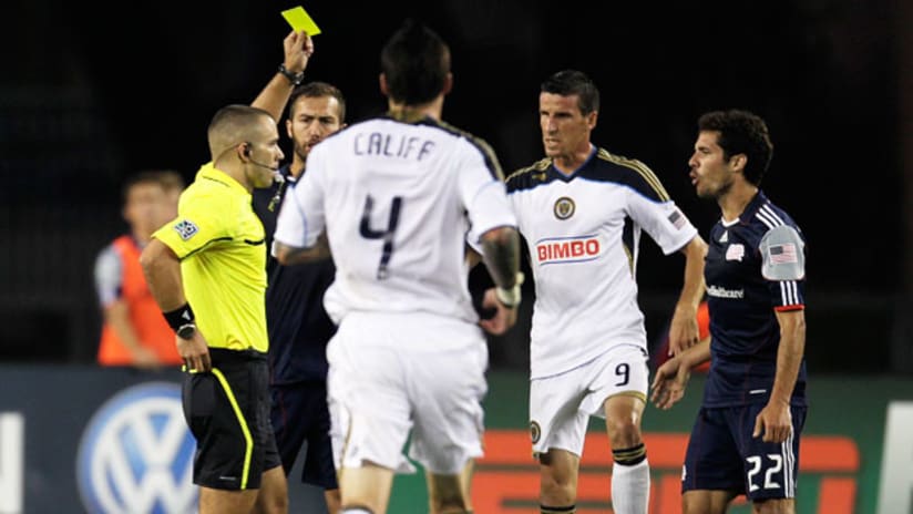 Benny Feilhaber receives a second yellow card, July 17, 2011.