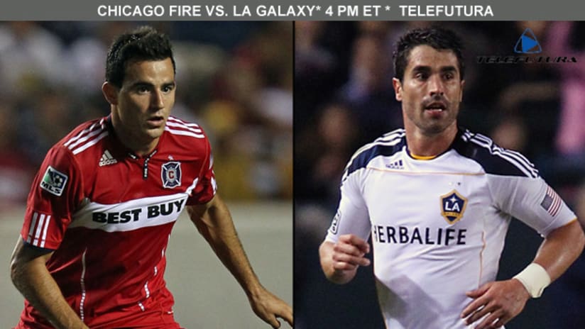 Marco Pappa (left) and the Chicago Fire take on Juan Pablo Angel and the LA Galaxy on Sunday at 4 pm ET.