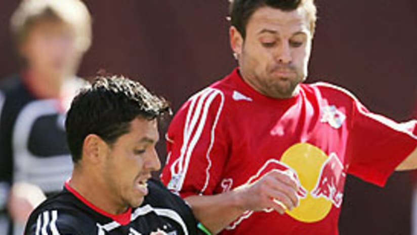 Christian Gomez (left) scored the lone goal in the first leg against New York.
