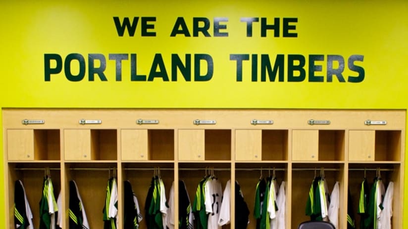 Lockers at the new Timbers training center