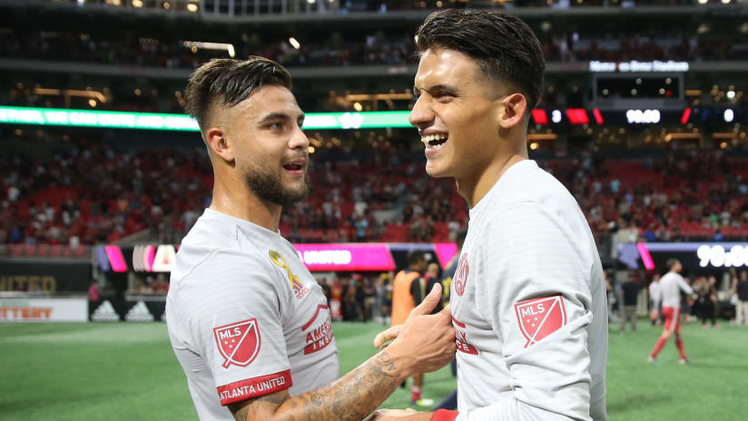 Atlanta United's Hector Villalba and Yamil Asad celebrat their playoff-clinching win over the Philadelphia Union — 9/27/17