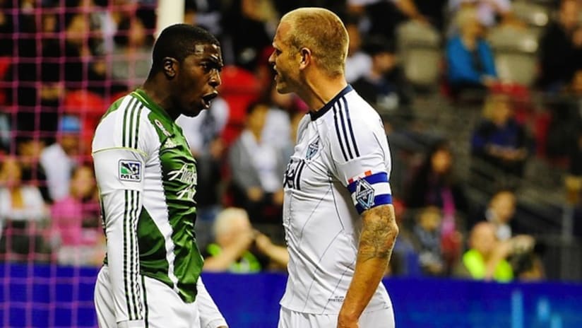 Jay DeMerit and Jose Valencia get in each other's faces