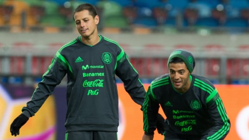 Javier "Chicharito" Hernández and Carlos Vela training for Mexico in Amsterdam