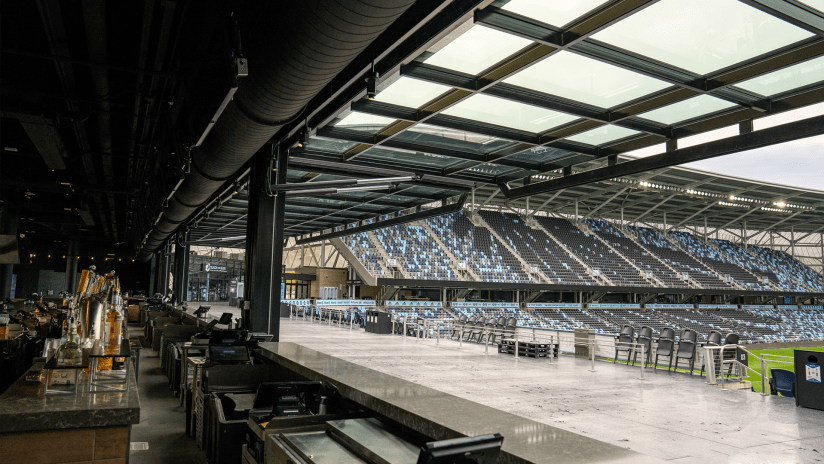 View of the stadium from inside the Grand Casino Brew Hall