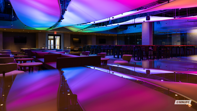 Rainbow lighting in the BMW Field Club