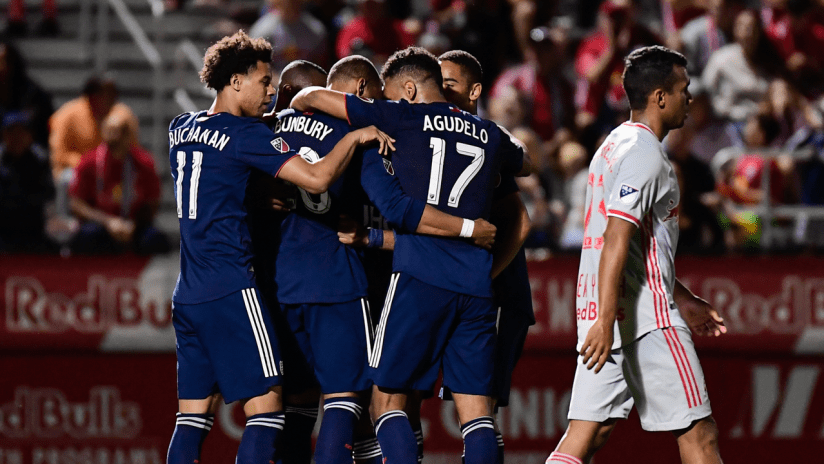 Team goal celebration at New York Red Bulls (2019 Open Cup)