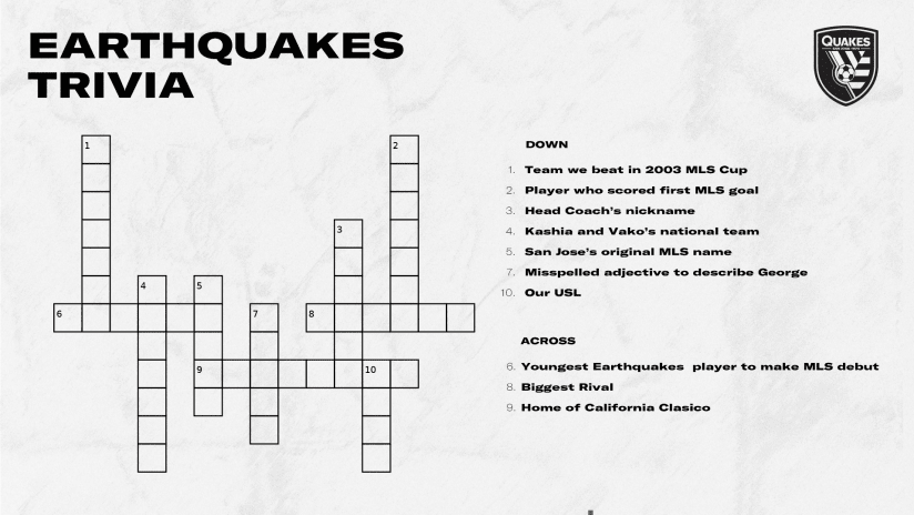 QUAKES AT HOME: Crossword Puzzle | test your Earthquakes trivia -