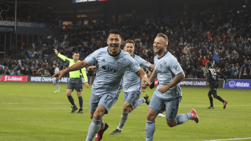 Roger Espinoza celebration - Sporting KC vs. Independiente - March 14, 2019