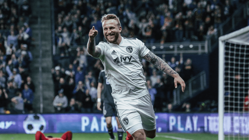Johnny Russell pointing at us - Sporting KC vs. Vancouver Whitecaps FC - April 20, 2018