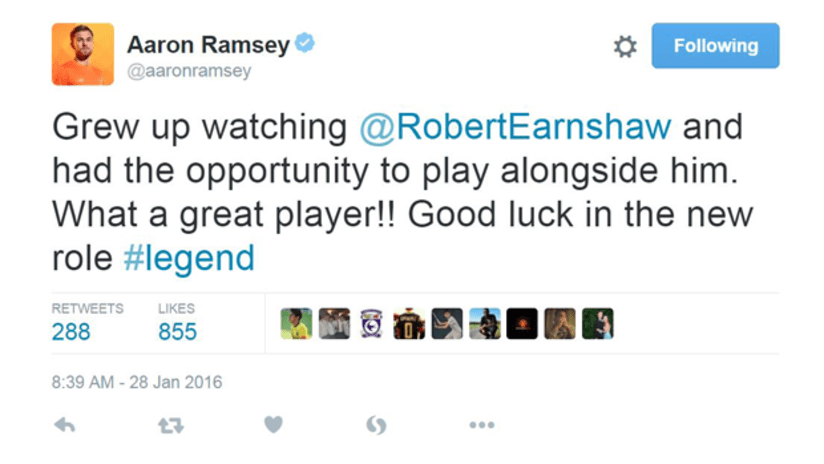 Aaron Ramsey - Earnshaw tweet