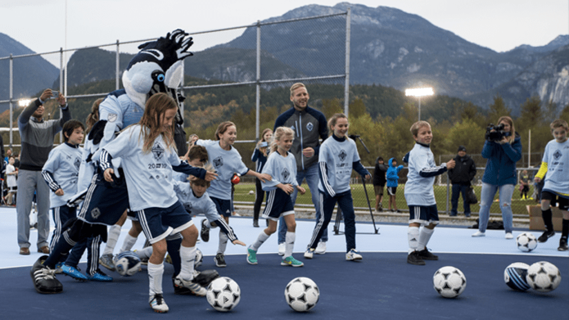 Kids playing with Ousted - Squamish mini pitch