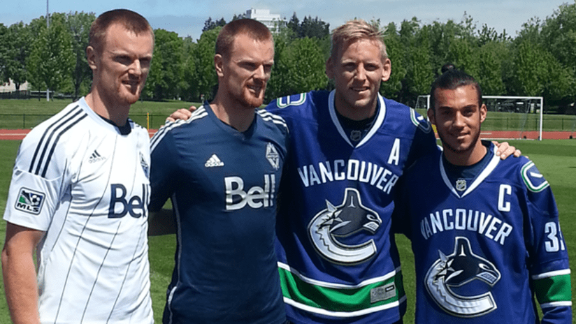 Henrik and Daniel Sedin with Ousted and Teibert - Canucks