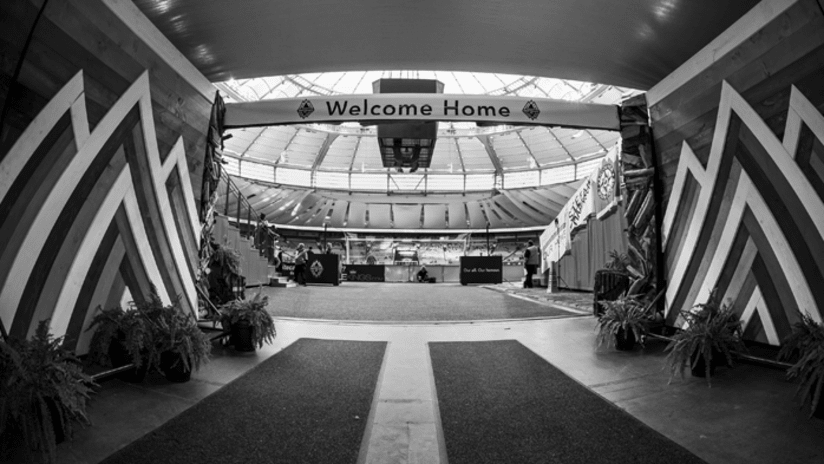 Welcome home - player tunnel - BC Place