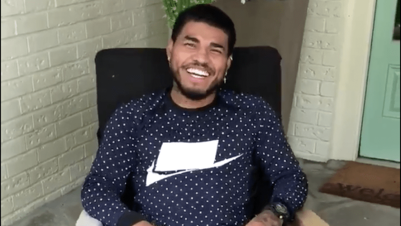 THUMB ONLY: Josef Martinez - sitting in his armchair laughing