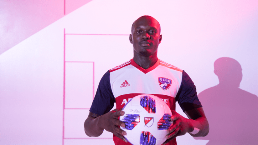 Francis Atuahene - FC Dallas - poses with a ball