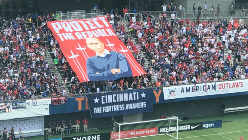"Protect the Republic" - Cincinnati tifo for USAvVEN - US national team